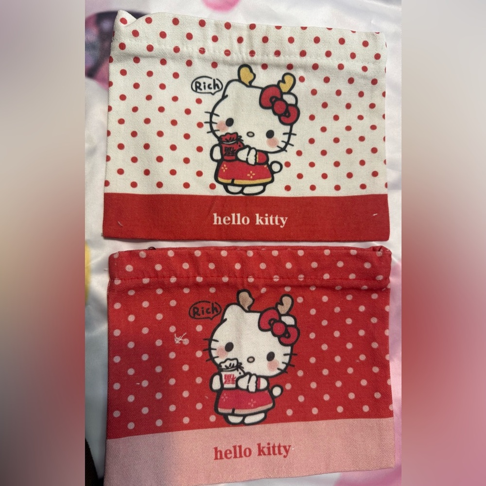 🆕 Hello Kitty Red Polka Dot Pouches